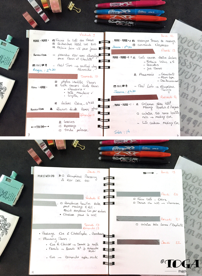 planning journalier bullet journal