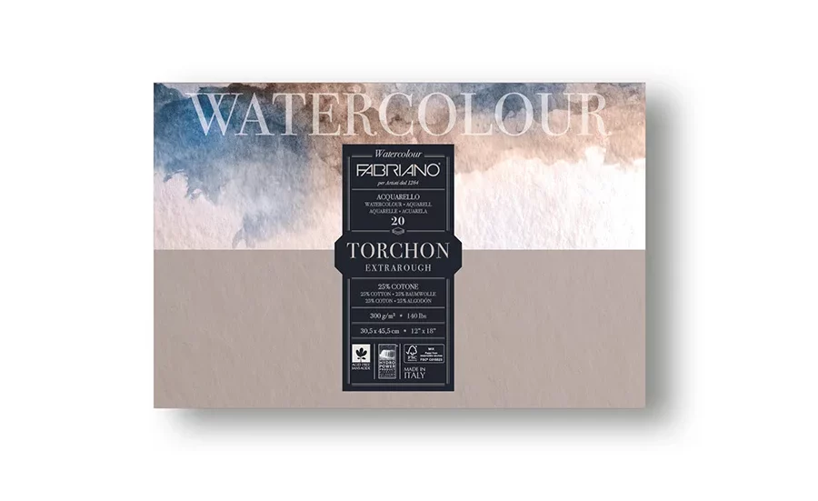 Bloc de papier aquarelle 300 g/m² Grain torchon Watercolour - Fabriano